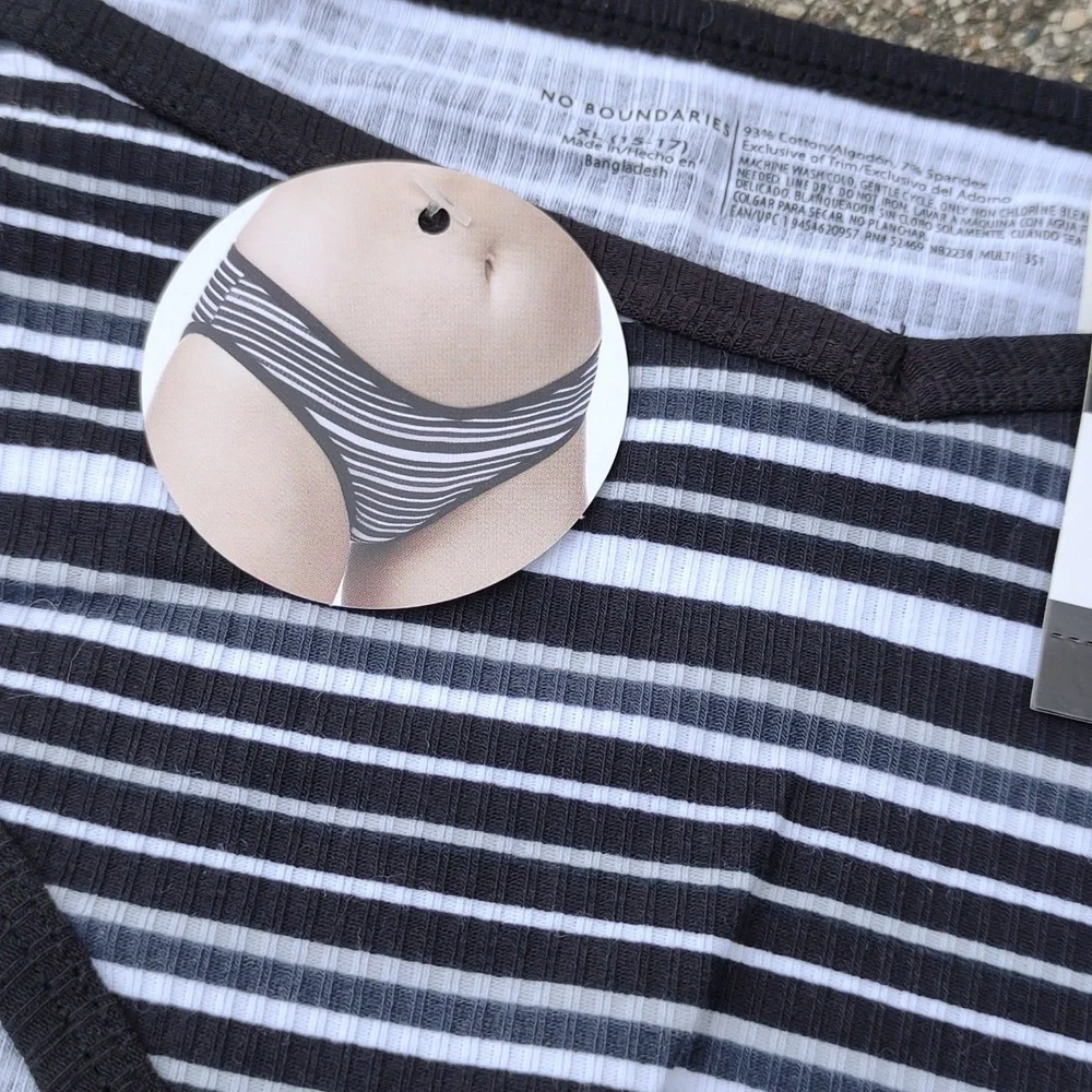 New Striped Ribbed Lightweight Cotton Cheeky Cheekini Stretchy Undies Panties - Picture 2 of 6